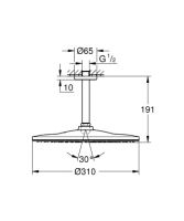 Vorschau: Grohe Rainshower Mono 310 Kopfbrauseset Deckenauslass 14,2cm, 9,5l/min, chrom