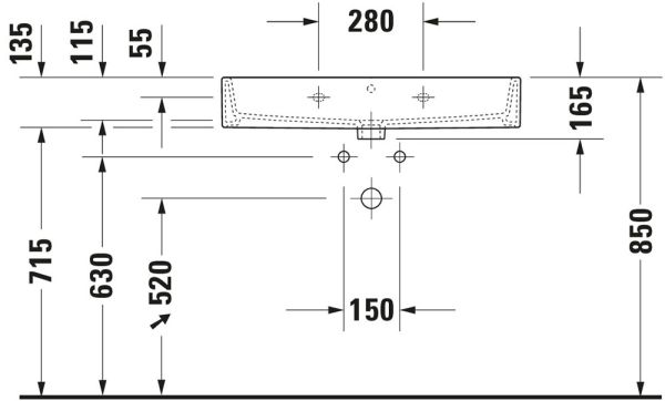 Duravit Vero Air Waschtisch rechteckig 80x47cm, mit Überlauf, mit Wondergliss, weiß 23508000601