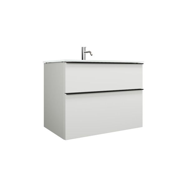 Burgbad Eqio Glas-Waschtisch 82cm mit Waschtischunterschrank, 2 Auszüge