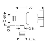 Vorschau: Axor Citterio Fixfit Stop Schlauchanschluss mit Abstellventil und Kreuzgriff