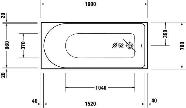 Duravit D-Neo Einbau-Badewanne rechteckig 160x70cm, weiß