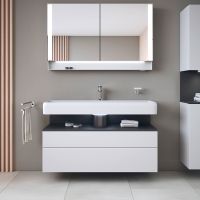 Duravit Qatego Unterschrank 119x47cm in weiß supermatt mit offenem Fach graphit QA4396 