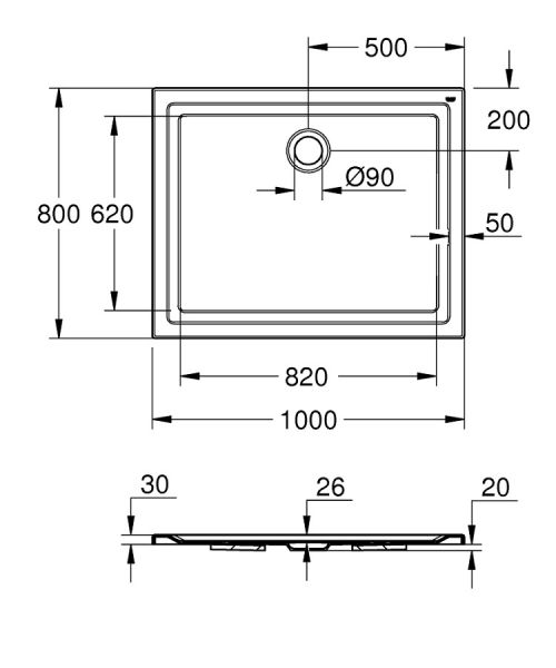 Grohe Universal Duschwanne 80x100x3cm, weiß 39306000 2