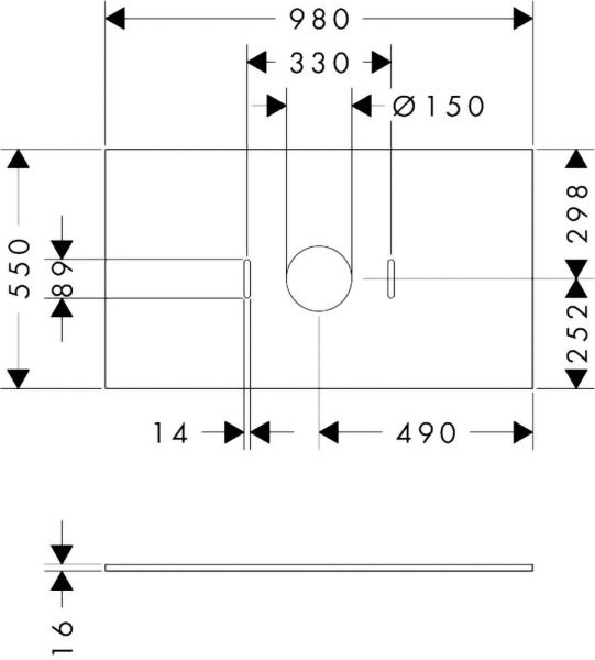 hansgrohe Xilesa E Konsole 98x55cm für Aufsatzwaschtisch mittig ohne Hahnloch