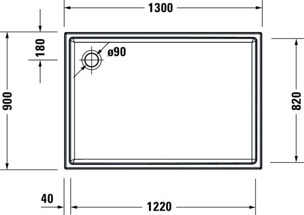 Duravit Starck Slimline Duschwanne rechteckig 90x130cm, Sanitäracryl, weiß