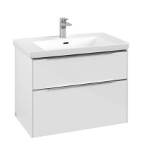 Vorschau: Villeroy&Boch Subway 3.0 Waschtischunterschrank mit 2 Auszügen, Breite 77,2cm brilliant white aluminium glänzend C574L0VE