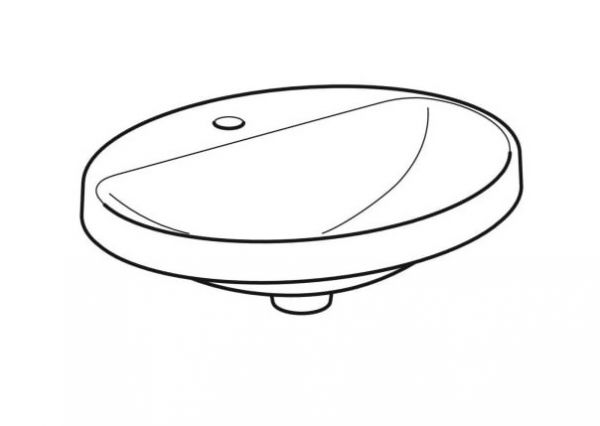 Geberit VariForm Einbauwaschtisch ohne Überlauf, Unterseite glasiert, oval, Breite 50cm, weiß 500715012