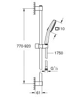 Vorschau: Grohe Tempesta Cube 110 Brausestangenset 90cm, 2 Strahlarten, 7,4 l/min, matt black 269082433
