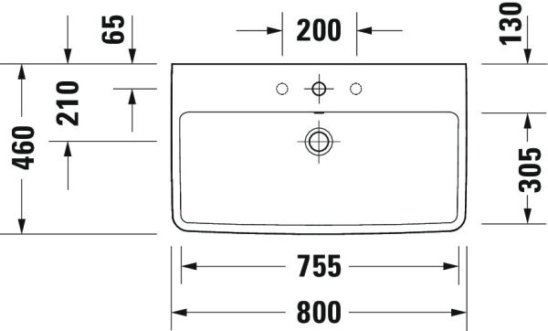 Duravit Duravit No.1 Waschtisch rechteckig 80x46cm, mit Hahnloch, mit Überlauf, weiß 23758000002
