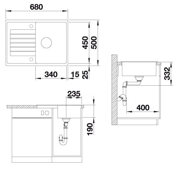 Blanco ZIA 45 S Compact Granitspüle SILGRANIT®, mit Ablauffernbedienung 526008