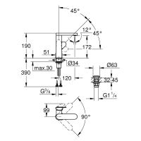 Vorschau: Grohe Plus Einhand-Waschtischbatterie, M-Size, Push-Open Ablaufgarnitur, chrom