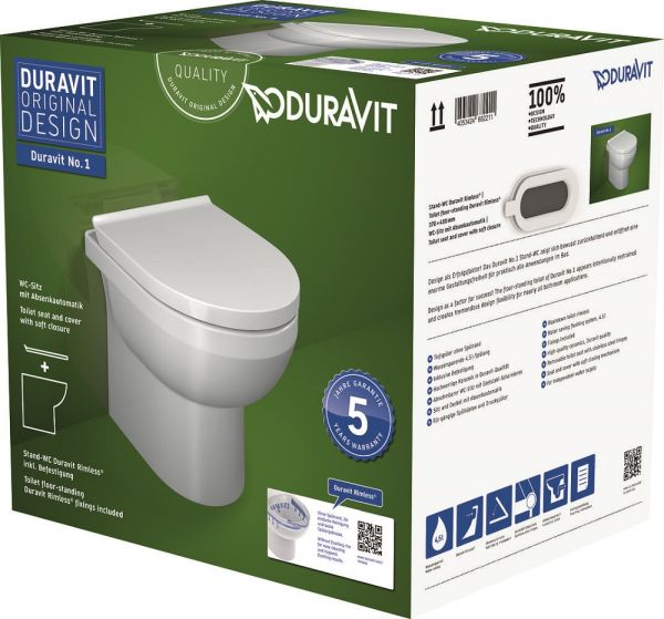 Duravit Duravit No.1 Stand-WC-Set Tiefspüler, ohne Beschichtung weiß 41840900A1