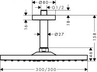 Vorschau: Hansgrohe Raindance E 300 Air 1jet Kopfbrause mit Deckenanschluss 10cm