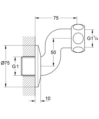 Grohe S-Anschluss 12411 Verstellbarkeit 50mm 1"x5/4" chrom