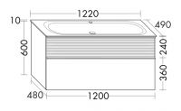 Vorschau: Burgbad Fiumo Waschtisch 122cm mit Waschtischunterschrank mit Plisséefront