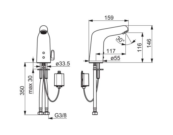 Hansa Hansamedipro Waschtisch-Elektronik-Batterie, Batteriebetrieb 6 V, Infrarot, chrom