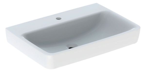 Geberit Renova Plan Waschtisch mit 1 Hahnloch, ohne Überlauf, 70x48cm, weiß 501645001