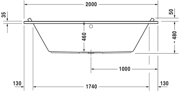 Duravit Starck Einbau-Badewanne rechteckig 200x100cm, weiß