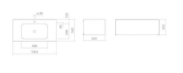 Alape WP.Folio3 Waschplatz rechteckig 100x50cm weiß, mit Hahnloch, inkl. Waschtischunterschrank