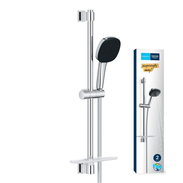 Grohe QuickFix Vitalio Comfort 110 Brausestangenset inkl. Handbrause, Schlauch & Duschablage chrom 26929001
