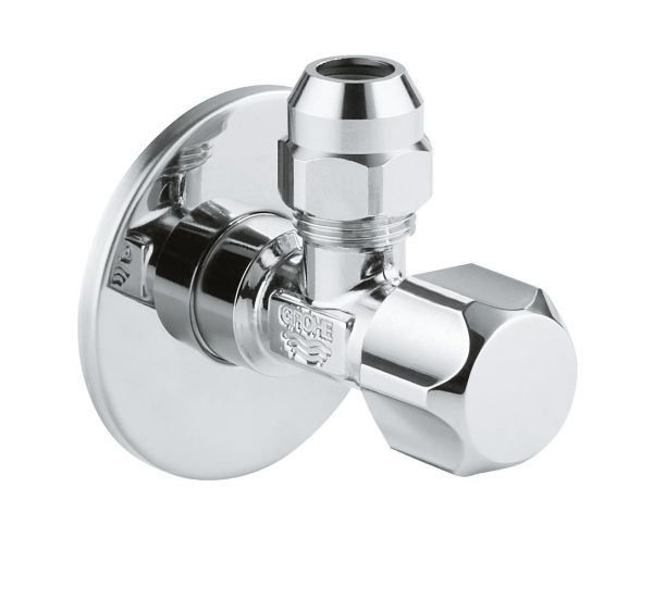 Grohe Eckventil 1/2x3/8'' mit Quetschverschraubung 10mm Rosette, chrom