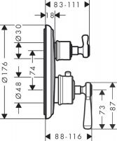 Vorschau: AXOR Montreux Thermostat Unterputz mit Hebelgriff und Absperrventil