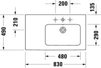Vorschau: Duravit ME by Starck Waschtisch 83x49cm, 1 Hahnloch, Becken rechts, WonderGliss, weiß 23468300001