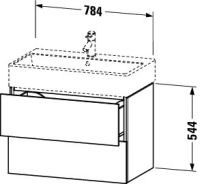 Vorschau: Duravit L-Cube Waschtischunterschrank wandhängend 78x46cm mit 2 Schubladen für Vero Air 235080, techn. Zeichnung