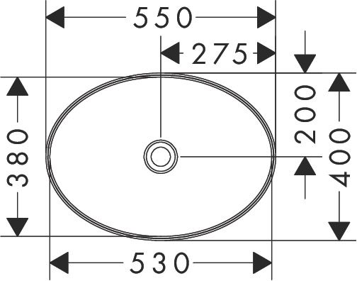 Hansgrohe Xuniva D Aufsatz-Waschtisch oval 55x40cm ohne Hahnloch, ohne Überlauf, weiß