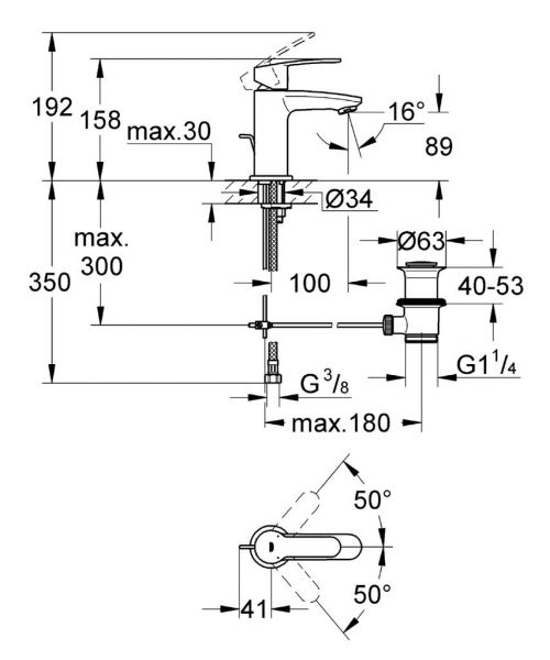 Grohe Eurostyle Cosmopolitan Einhand-Waschtischbatterie mit Ablaufgarnitur, S-Size, chrom