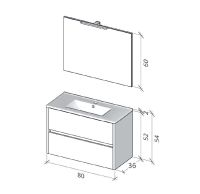 Vorschau: RIHO Porto Slim Waschtisch mit Unterschrank 80x36cm & LED-Spiegel F014104DP