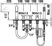 Vorschau: Laufen Curveprime 5-Loch Wannenfüllkombination auf Platte, Ausladung 225mm, chrom_1