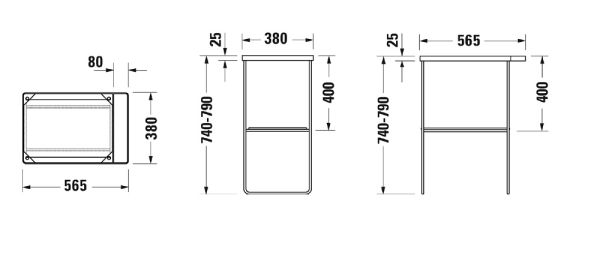 Duravit DuraSquare Metallkonsole bodenstehendWandmontage zu Waschtisch 235650, chrom 00313210001