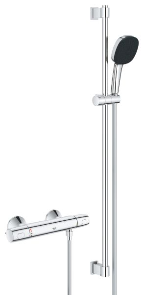 Grohe QuickFix Precision Trend Thermostat-Brausebatterie mit Brausestange 90cm & Handbrause, chrom