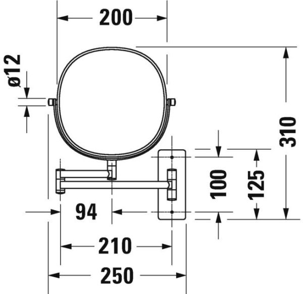 Duravit D-Code Wand-Kosmetikspiegel 3-fache Vergrößerung, chrom 0099121000
