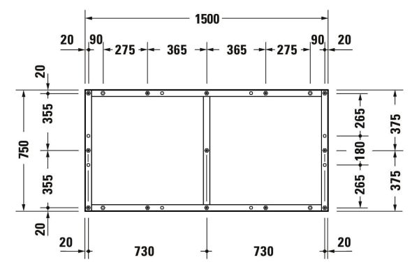 Duravit Tempano Fußgestell höhenverstellbar 70 - 100mm 1500x750x85mm