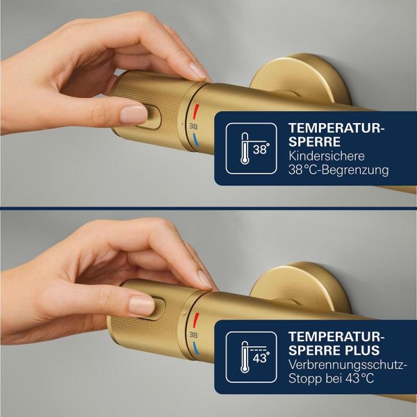 Grohe Precision Feel Thermostat-Brausebatterie mit ProGrip Rändelstruktur, cool sunrise gebürstet