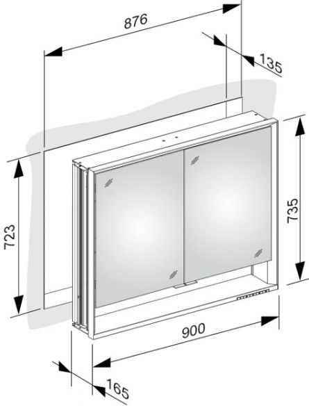 Keuco Royal Lumos Spiegelschrank für Wandeinbau, 2 kurze Türen, 90x73,5cm