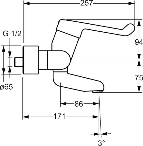 Hansa Hansamedipro Waschtisch-Einhand-Sicherheitsbatterie, Sicherheitshebel, 171mm, chrom