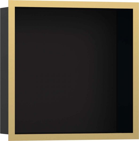 Hansgrohe XtraStoris Individual Wandnische mit Rahmen 300/300/100, schwarz matt/polished gold optic