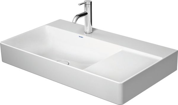 Duravit DuraSquare Waschtisch 80x47cm, ohne Überlauf, mit Hahnloch, WonderGliss, Becken links, weiß 23488000411