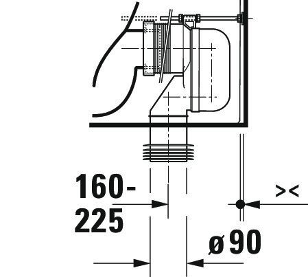 Duravit ME by Starck Stand-WC für Kombination, Tiefspüler, spülrandlos, HygieneGlaze, weiß