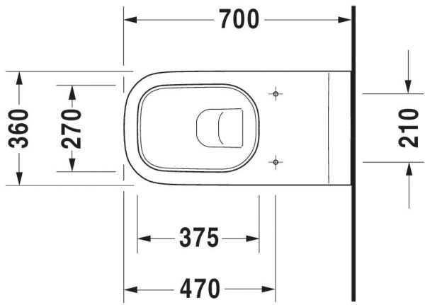 Duravit D-Code Wand-WC 70x36cm, eckig, barrierefreie Ausführung, weiß