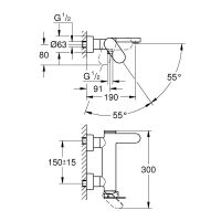 Vorschau: Grohe Plus Einhand-Wannenbatterie, Wandmontage, warm sunset gebürstet