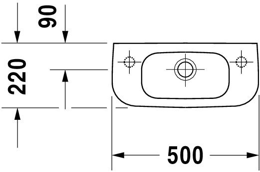 Duravit D-Code Handwaschbecken rechteckig 50x22cm, mit 1 Hahnloch links, mit Überlauf, weiß 0706500009
