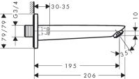 Vorschau: Hansgrohe Logis Wanneneinlauf Ausladung 19,5cm, chrom