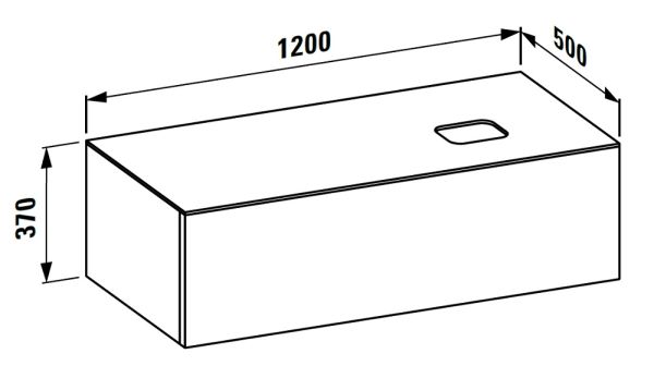 Laufen IL BAGNO ALESSI ONE Schubladenelement 1200 Ausschnitt rechts, technische Zeichnung