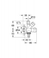 Vorschau: Grohe Original WAS® Kombi-Eckventil 3/8" mit RV, chrom