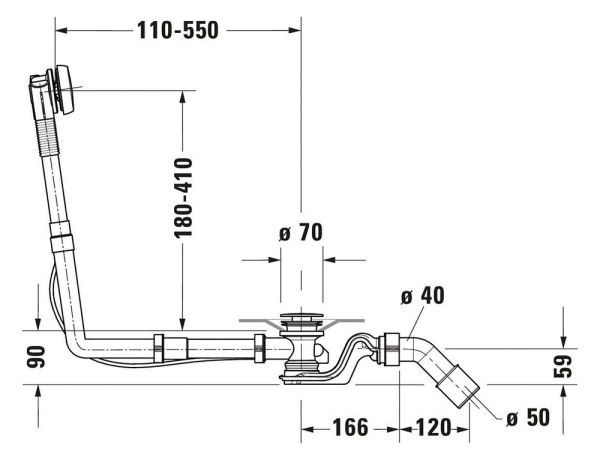 Duravit Ab- und Überlaufgarnitur quadroval #792218, chrom