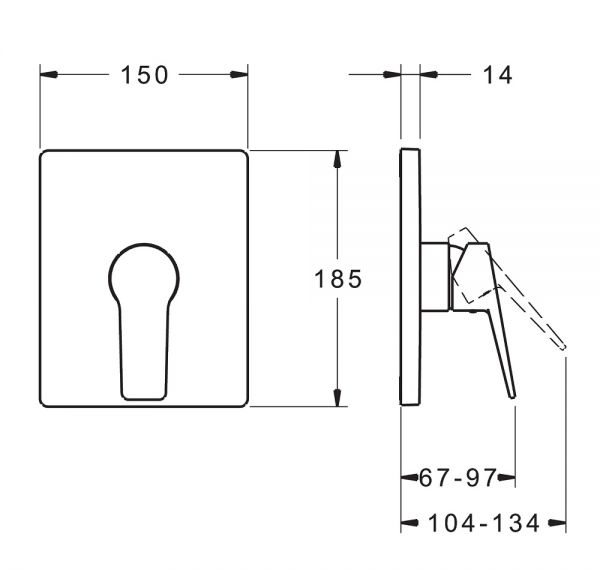 Hansa Hansatwen Fertigmontageset Einhand-Brause-Batterie, eckig, chrom